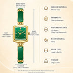 Labaoli LA653 Quartz Watch - Live Edition Women's Elegant 20mm Square Tonneau Case Faceted Diamond-Cut Glass Minimalist Crystal Dial Full IPG Gold Enamel Texture Bangle Bracelet Timepiece