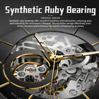 Sollen SL316 Men's Open Heart Full Skeleton Automatic Mechanical Watch - 42mm Stainless Steel Case Slim 9.9mm Acrylic Dial Wristwatch