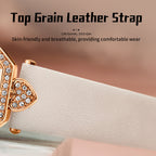 Sollen SL426 Women's Tank Quartz Watch - 20x26mm Slim 7mm Crystal Bezel Swarovski Zirconia Genuine Leather Strap Wristwatch