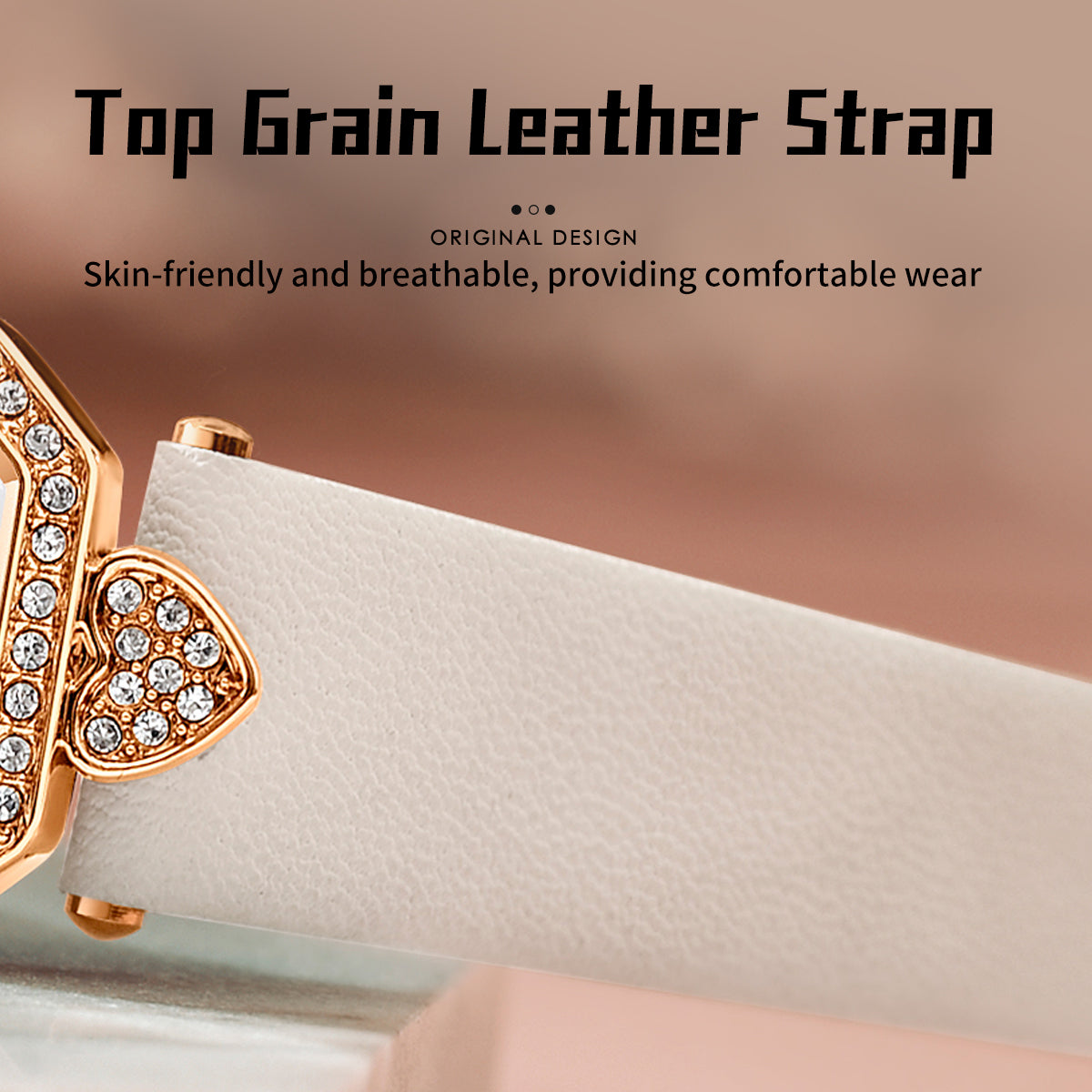 Sollen SL426 Women's Tank Quartz Watch - 20x26mm Slim 7mm Crystal Bezel Swarovski Zirconia Genuine Leather Strap Wristwatch