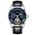 Sollen SL302 Men's Open Heart Automatic Mechanical Watch - 41mm Stainless Steel Case Moon Phase Dual Time Sunburst Dial Wristwatch