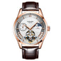 Sollen SL302 Men's Open Heart Automatic Mechanical Watch - 41mm Stainless Steel Case Moon Phase Dual Time Sunburst Dial Wristwatch