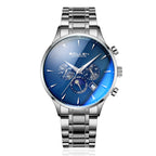 Sollen SL303 Men's Multi-Function Automatic Mechanical Watch - 41.5mm Stainless Steel Case Sun & Moon Phase Calendar Dial Wristwatch