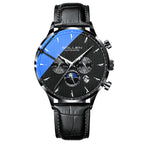 Sollen SL303 Men's Multi-Function Automatic Mechanical Watch - 41.5mm Stainless Steel Case Sun & Moon Phase Calendar Dial Wristwatch