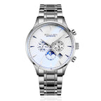 Sollen SL303 Men's Multi-Function Automatic Mechanical Watch - 41.5mm Stainless Steel Case Sun & Moon Phase Calendar Dial Wristwatch