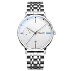 Sollen SL305 Men's Minimalist Automatic Mechanical Watch - 42mm Stainless Steel Case Slim 9.9mm 24H Subdial Date Window Wristwatch
