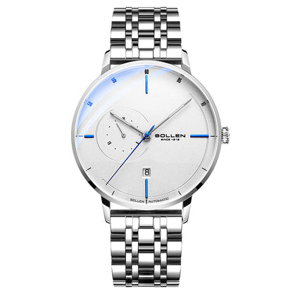 Sollen SL305 Men's Minimalist Automatic Mechanical Watch - 42mm Stainless Steel Case Slim 9.9mm 24H Subdial Date Window Wristwatch