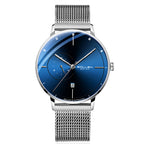 Sollen SL305 Men's Minimalist Automatic Mechanical Watch - 42mm Stainless Steel Case Slim 9.9mm 24H Subdial Date Window Wristwatch