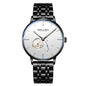 Sollen SL305X Men's Open Heart Automatic Mechanical Watch - 42mm Stainless Steel Case Slim 9.9mm Small Seconds Minimalist Dial Wristwatch