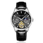 Sollen SL306 Men's Open Heart Automatic Mechanical Watch - 41mm Stainless Steel Case Moon Phase Dual Time Luminous Dial Wristwatch