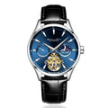 Sollen SL306 Men's Open Heart Automatic Mechanical Watch - 41mm Stainless Steel Case Moon Phase Dual Time Luminous Dial Wristwatch