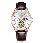 Sollen SL306 Men's Open Heart Automatic Mechanical Watch - 41mm Stainless Steel Case Moon Phase Dual Time Luminous Dial Wristwatch