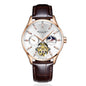 Sollen SL306 Men's Open Heart Automatic Mechanical Watch - 41mm Stainless Steel Case Moon Phase Dual Time Luminous Dial Wristwatch