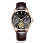 Sollen SL306 Men's Open Heart Automatic Mechanical Watch - 41mm Stainless Steel Case Moon Phase Dual Time Luminous Dial Wristwatch
