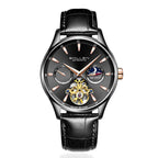 Sollen SL306 Men's Open Heart Automatic Mechanical Watch - 41mm Stainless Steel Case Moon Phase Dual Time Luminous Dial Wristwatch