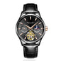 Sollen SL306 Men's Open Heart Automatic Mechanical Watch - 41mm Stainless Steel Case Moon Phase Dual Time Luminous Dial Wristwatch