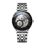 Sollen SL316 Men's Open Heart Full Skeleton Automatic Mechanical Watch - 42mm Stainless Steel Case Slim 9.9mm Acrylic Dial Wristwatch