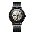 Sollen SL316 Men's Open Heart Full Skeleton Automatic Mechanical Watch - 42mm Stainless Steel Case Slim 9.9mm Acrylic Dial Wristwatch