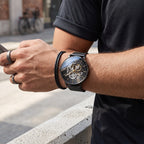 Sollen SL316 Men's Open Heart Full Skeleton Automatic Mechanical Watch - 42mm Stainless Steel Case Slim 9.9mm Acrylic Dial Wristwatch
