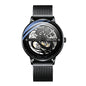 Sollen SL317 Men's Skeleton Dragon Automatic Mechanical Watch - 42mm Stainless Steel Case Slim 9.9mm Open Heart Mesh Bracelet Wristwatch