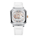 Sollen SL322 Men's Square Automatic Mechanical Watch - 40x41mm Stainless Steel Case Sapphire Crystal Miyota 8217 24H Subdial Leather Strap Wristwatch