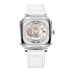 Sollen SL322 Men's Square Automatic Mechanical Watch - 40x41mm Stainless Steel Case Sapphire Crystal Miyota 8217 24H Subdial Leather Strap Wristwatch