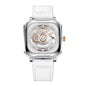 Sollen SL322 Men's Square Automatic Mechanical Watch - 40x41mm Stainless Steel Case Sapphire Crystal Miyota 8217 24H Subdial Leather Strap Wristwatch