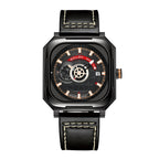 Sollen SL322 Men's Square Automatic Mechanical Watch - 40x41mm Stainless Steel Case Sapphire Crystal Miyota 8217 24H Subdial Leather Strap Wristwatch