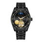 Sollen SL329 Men's Open Heart Automatic Mechanical Watch - 41mm Stainless Steel Case Sapphire Crystal Moon Phase Celestial Dial Bracelet Wristwatch