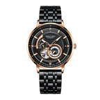 Sollen SL356 Men's Real Diamond Open Heart Automatic Watch - 42mm Stainless Steel Case Slim 9.9mm Sapphire Crystal Miyota Movement Bracelet Wristwatch