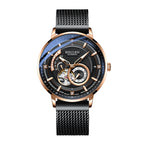 Sollen SL356 Men's Real Diamond Open Heart Automatic Watch - 42mm Stainless Steel Case Slim 9.9mm Sapphire Crystal Miyota Movement Bracelet Wristwatch