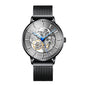 Sollen SL359 Men's Open Heart Full Skeleton Automatic Mechanical Watch - 42mm Stainless Steel Case Slim 9.9mm Luminous Markers Mesh Bracelet Wristwatch