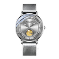 Sollen SL360 Men's Open Heart Automatic Mechanical Watch - 42mm Stainless Steel Case Slim 9.9mm Miyota Movement Luminous Markers Mesh Bracelet Wristwatch
