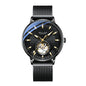 Sollen SL362 Men's Open Heart Automatic Mechanical Watch - 42mm Stainless Steel Case Slim 9.9mm Ice Blue Luminous Markers Mesh Bracelet Wristwatch