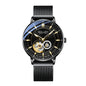 Sollen SL365 Men's Open Heart Automatic Mechanical Watch - 42mm Stainless Steel Case Slim 9.9mm Miyota 82S5 Movement Small Seconds Mesh Bracelet Wristwatch