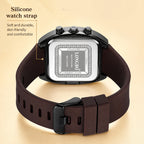 LONGBO LB83920 Live Edition Men's Modern Sport Watch - Sleek TV Shaped Rectangle Case Oil Pressed Dial 4:30 Date Lightweight Silicone Strap Wristwatch