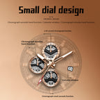 Sollen SL711 Chronograph Watch - Men's Two-Tone Stainless Steel Link Bracelet Open-Worked Seiko VD57 Wristwatch