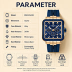 REWARD RD 833569M Quartz Watch - Live Edition Men's Luxury Bold Square Case Full Chronograph Luminous Hands Date Window Sport Silicone Strap Wristwatch