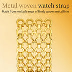 LX-1016 Quartz Watch - Live Edition Unisex Modern 40mm Ultra-Slim 8mm Case Faceted Cut Lens Full IPG Gold Plating Luxury 26mm Woven-Link Bracelet Timepiece