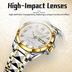 Sollen 9089 Automatic Watch - Men's Dress Citizen 8205 Wavy Dial Day Date Roman Crystal Marker 7-Bead Steel Bracelet Wristwatch