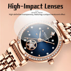 Sollen SL458 Quartz Watch - Women's Stainless Steel Solid 7-Bead Bracelet Starry Gradient Dial Wristwatch
