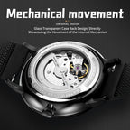 Sollen SL309 Men's Minimalist Automatic Mechanical Watch - 42mm Stainless Steel Case Slim 9.9mm Small Seconds Date Window Mesh Bracelet Wristwatch