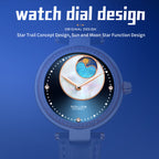 Sollen SL410 Women's Moon Phase Automatic Mechanical Watch - 32.5mm Crystal Bezel Mother of Pearl Dial Wristwatch