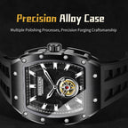 Sollen SL727 Quartz Watch - Men's Tonneau Case 3D Textured Dial Performance Silicone Strap Wristwatch