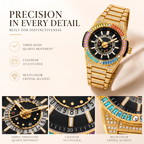 RKS RKS1159 Live Edition Men's Iced Out Watch - Luxury Rainbow Baguette Crystal Bezel Pave Dial Luminous Hands 6H Date Metal Band Hiphop Wristwatch