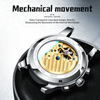 Sollen SL806 Multi-Function Watch - Men's Open-Heart Moonphase Sunburst Dial 7-Bead Tungsten-Steel Bracelet Wristwatch
