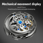 Sollen SL316 Men's Open Heart Full Skeleton Automatic Mechanical Watch - 42mm Stainless Steel Case Slim 9.9mm Acrylic Dial Wristwatch