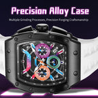 Sollen SL728 Chronograph Watch - Men's Tonneau Case Multi-Color Dial Performance Silicone Strap Wristwatch