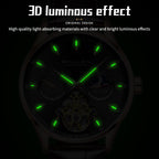 Sollen SL306 Men's Open Heart Automatic Mechanical Watch - 41mm Stainless Steel Case Moon Phase Dual Time Luminous Dial Wristwatch