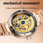 Sollen SL409 Women's Minimalist Automatic Mechanical Watch - 34mm Crystal Bezel Sandblasted Dial Stainless Steel Bracelet Wristwatch